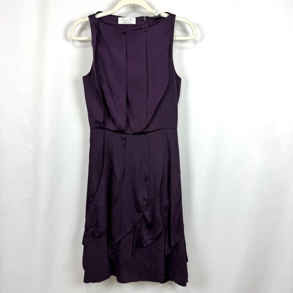 Byron Lars Dresses & Skirts - Byron Lars Beauty Mark Purple Silk DropWaist Ruffled Sleeveless Midi Dress Sz 2